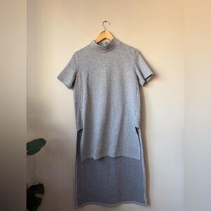 Zara Gray Ribbed Short-Sleeve Tunic t-shirt